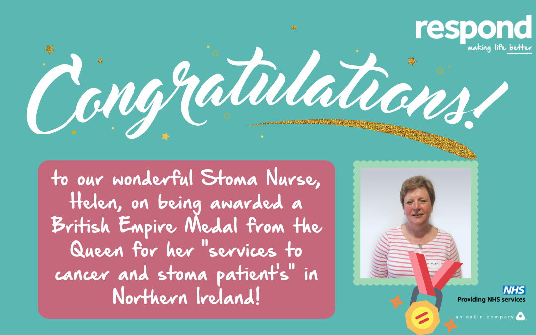 Helen Coulter, Respond Community Stoma Nurse, recognised in 2021 New Year Honours List